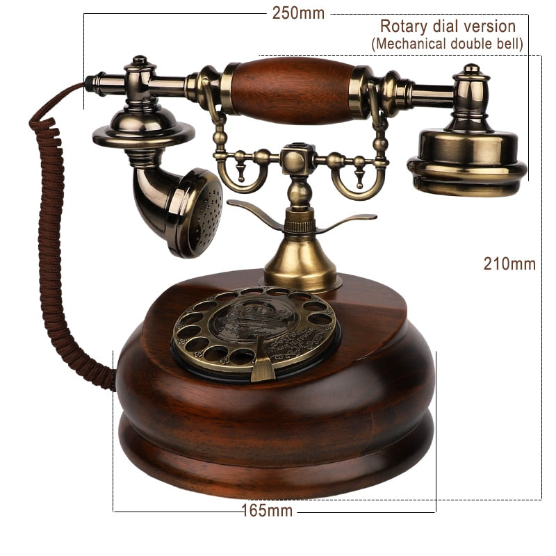 Retro Solid Wood Telephones Resin Digital Button Dial Phone And Rotary Dial Corded Nostalgic Landline for Home Vintage Decorativ