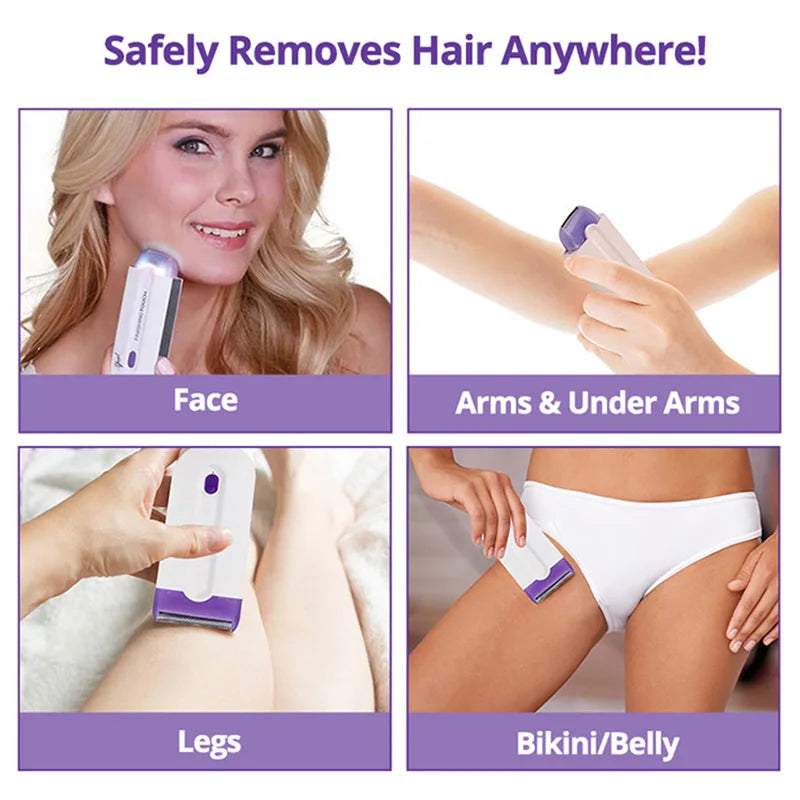 2 In 1 Electric Lady Hair Trimmer Usb Rechargeable Sensor Light Women Hair Remover Painless Shaving Mini Shaver Body Face Razor