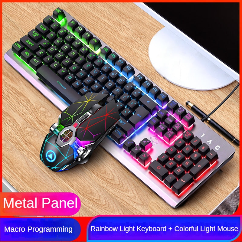 GX2 Wired Combo 104 Keys Mechanical Keyboard And Mouse Changeable Waterproof RGB Backlit Keyboard Mouse Set for Desktop Laptop