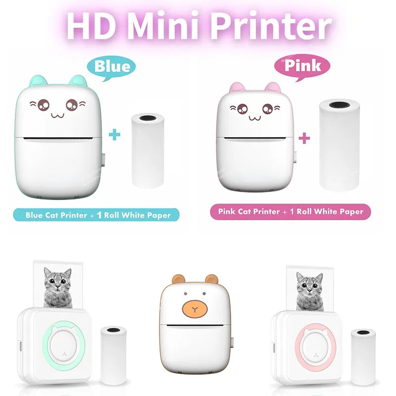 HD Photo Mini Label Printer Thermal Portable Printers Stickers Paper Inkless Wireless Impresora Portátil 200dpi 57mm Printing