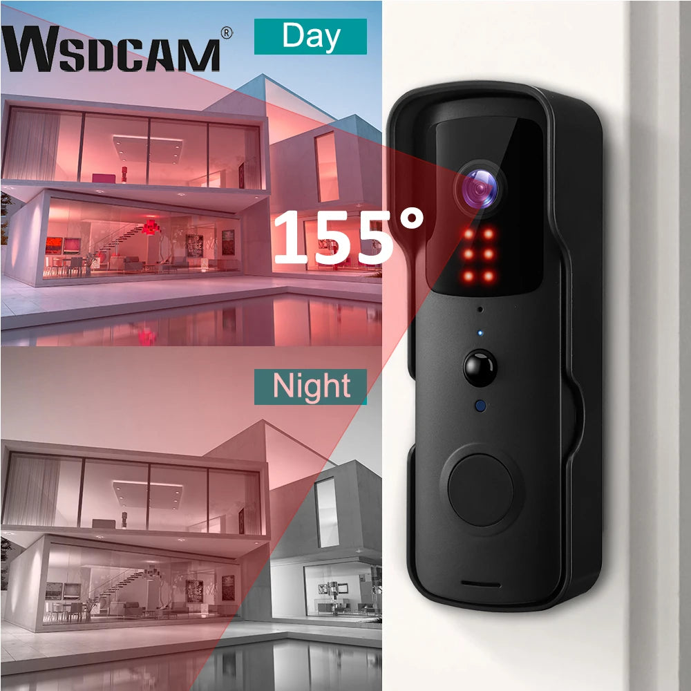 WSDCAM Smart Tuya WIFI Doorbell Camera 1080P HD Wireless Video Doorbell PIR Night Vision Visual Doorbell Camera Home Security