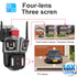 16MP 8K WiFi IP Camera 10X Zoom 4K Outdoor Security Camera Surveillance AI Track Four Lens Three Screen Mini Street Camera 360°