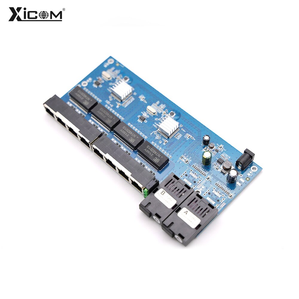 10PCS 100/1000M Reverse POE Fiber Ethernet Switch 2F8E A/B Gigabit PCBA placa metro Optic Media Converter Board Output12V