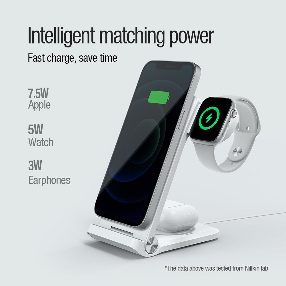 NILLKIN 3 in 1 Magnetic Wireless Charger Stand For iphone13 /14 pro max For Airpods Pro Wireless Charger For Apple Watch Ultra