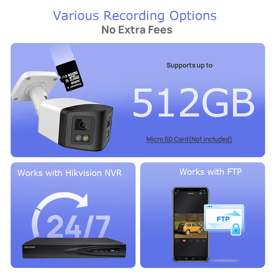 Hik Compatible 4MP Panoramic Colorvu IP Camera Built-in MIC Speaker Human Detection SD Card Slot WDR Surveillance IP Cameras APP
