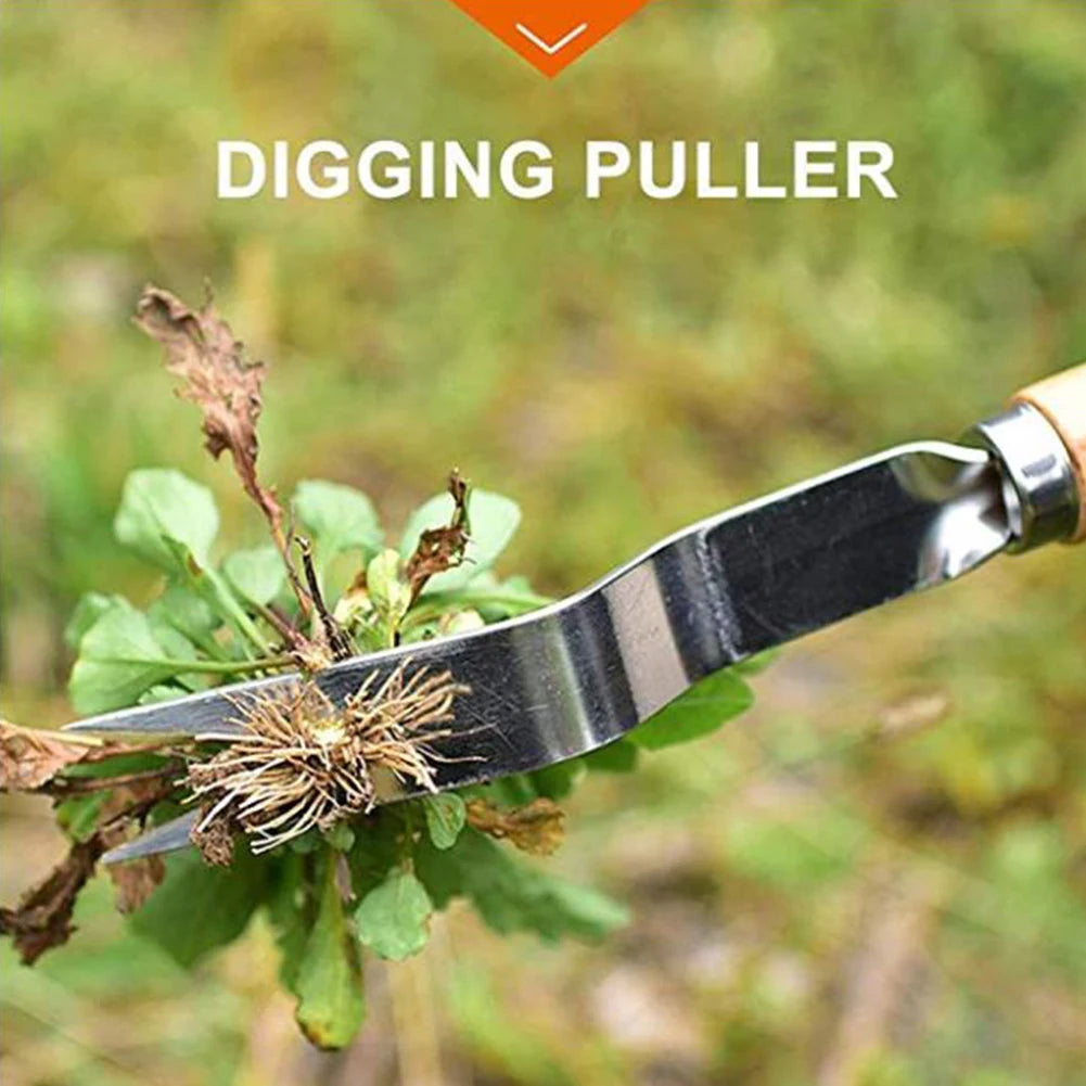 Wood Handle Stainless Steel Garden Weeder Hand Weeding Removal Cutter  Puller Tools Multifunction Weeder Transplant