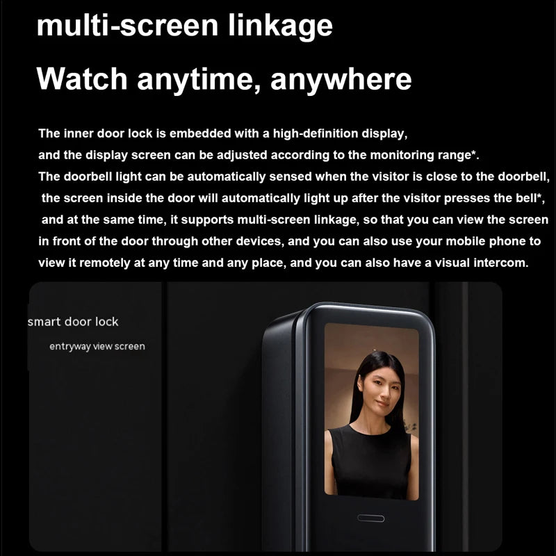 NEW Xiaomi smart door lock M20 Pro AI 3D face recognition door lock visual large screen Smart home fingerprint door lock  M20Pro