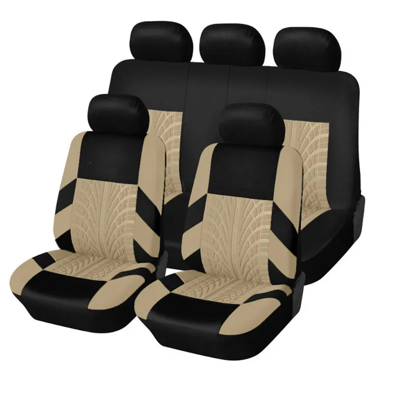 Automobiles Embroidery Car Seat Covers Set Universal Fit Most Cars Covers with Tire Track Detail Styling Car Seat Protector