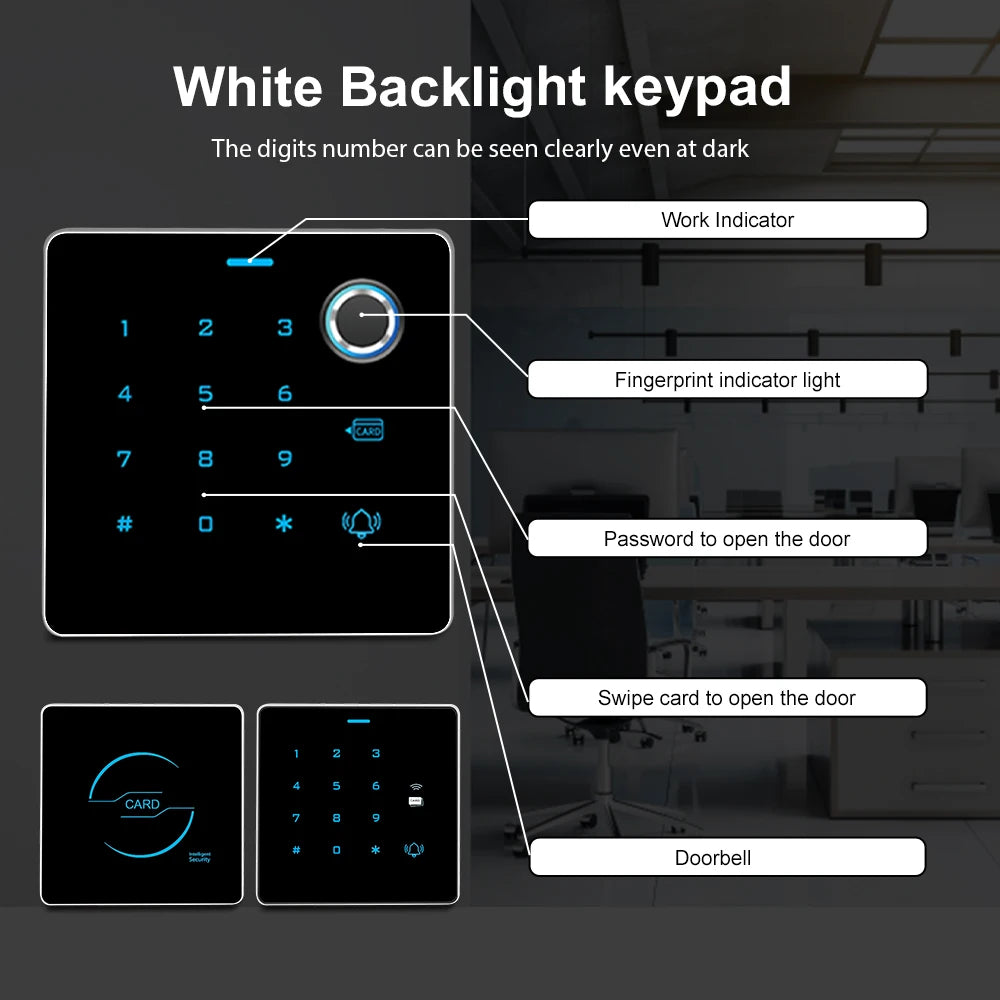 RFID Fingerprint Access Control Keypad Metal Independent Wiegand 125Khz Card Reader Master Card Door Relay Time to Electric Lock