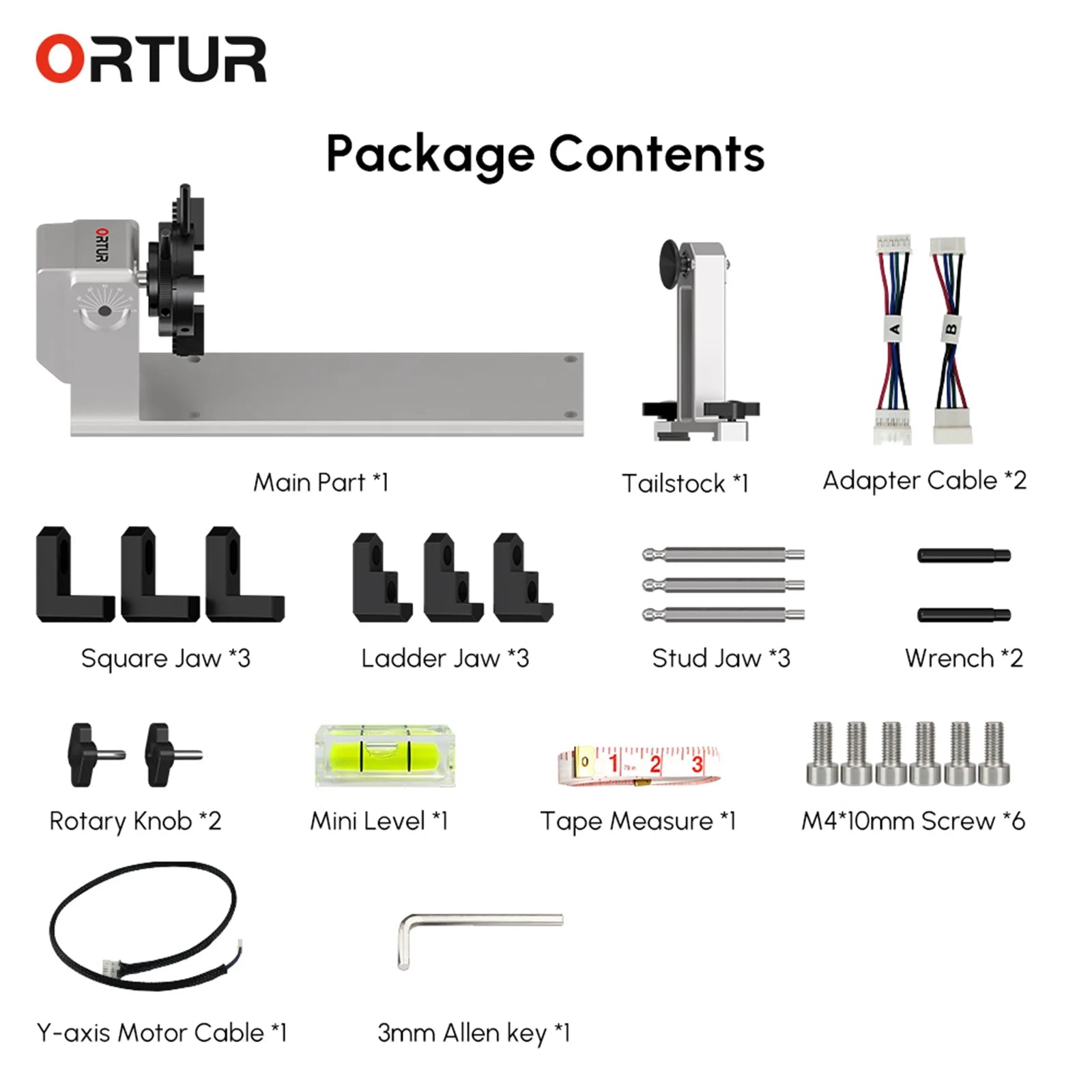 Ortur CNC Laser Rotary Roller (YRC1.0) for Laser Engraving Machine 360 Rotating 180 Horizontal Flip Angle Base Engraver Chuck