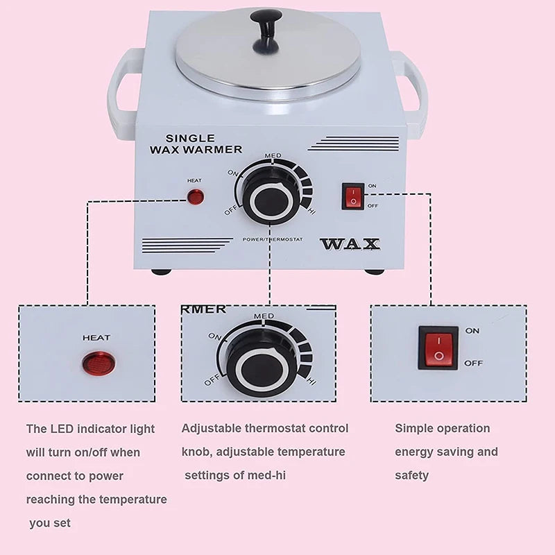 Electric Wax Heater Single Pot Depilatory Wax Warmer Machine Facial Skin Waxing Kit Hair Removal Tool Hand Feet Spa Epilator