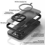 Translucent Matte Phone Case For iPhone 14 13 Pro Max Stand Bracket Magsafe Wireless Charging Magnetic Cellphone Cover Funda