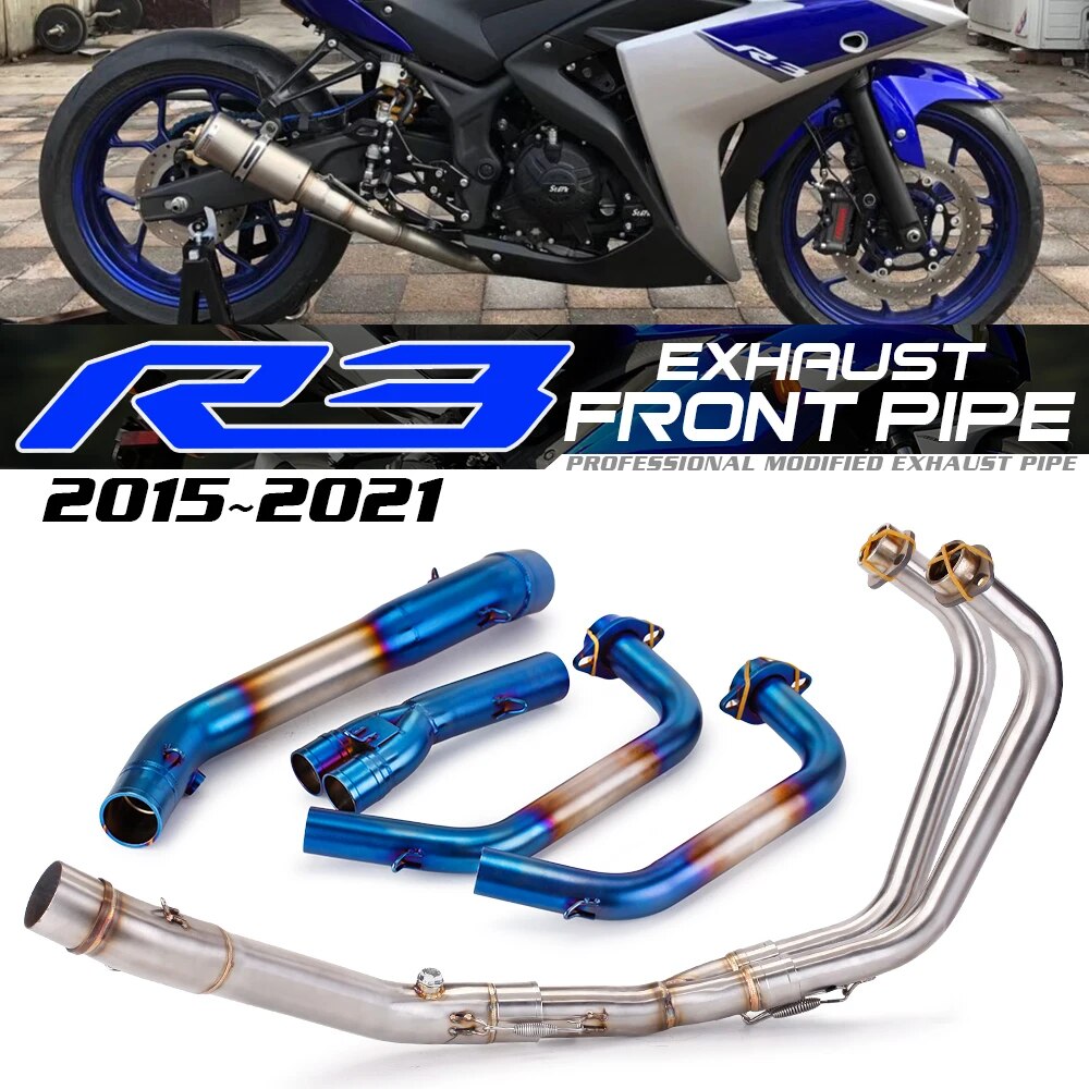 For Yamaha YZF R3 R25 MT03 Motorcycle Exhaust Escape Moto Modified Full Systems Front Middle Link Pipe Muffler DB Killer parts