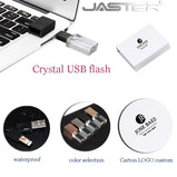 JASTER Crystal USB 2.0 4GB 8GB 16GB 32GB 64GB Wedding Gifts Flash Drive Over 10pcs Free Logo Pen Drives 100% Real Capacity