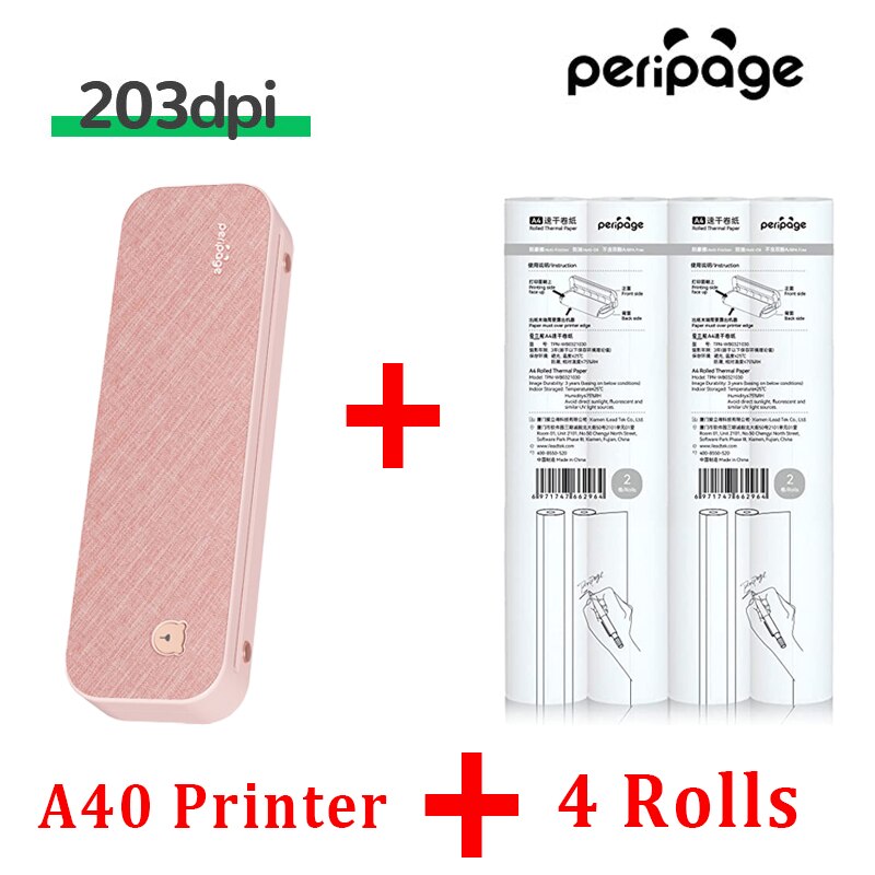 PeriPage 304DPI A4 Portable Printer Wireless Print PDF Webpage Contract Document Printers Study Bluetooth Mini A4 Printer