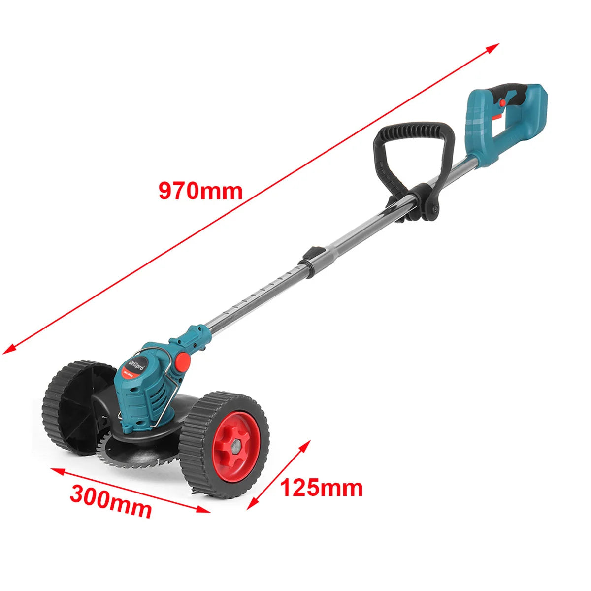 Drillpro 21V 900W Electric Lawn Mower Cordless Grass Trimmer Pruning Garden Tool Rechargeable 2 Batteries for Makita 18V Battery