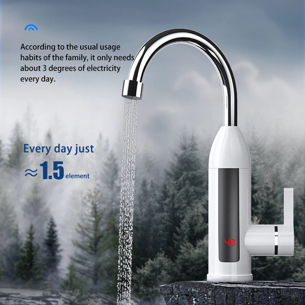 3000W 220V 110V EU Plug Electric Water Heater Instant Hot Water Faucet Heater LCD Display 360-Degree Adjustable Taps Kitchen Sup