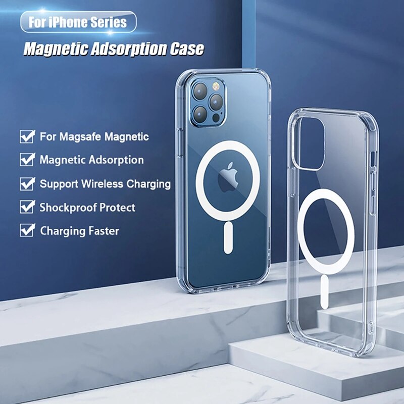 Magsafe Phone Case For iPhone 14 13 12 Pro Max X XR XS Wireless Charging Accessories Camera Screen Protection Cover Pouch Cases