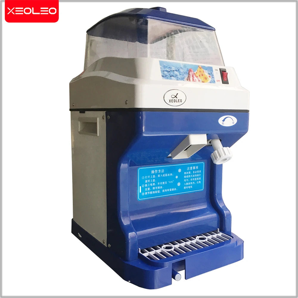 XEOLEO 300W Commercial Ice Crusher Electric Ice Shaver Machine Automatic Ice Planer 200kgs/H Ice Maker Machine