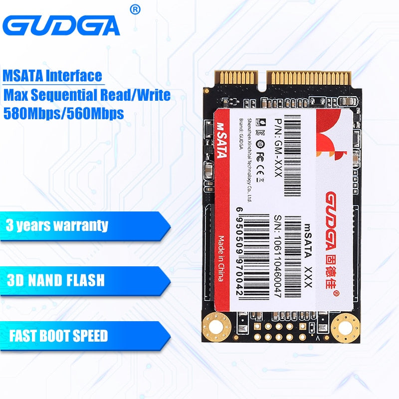 GUDGA mSATA Mini SATA SSD 512GB 128GB 256GB 1TB 2TB SATAIII 6Gbps Internal Solid State Hard Drive MSata For ETH Laptop Computer