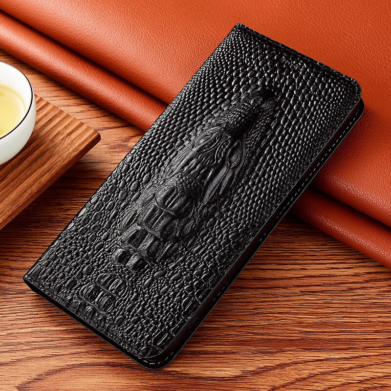 Crocodile Head Genuine Flip Leather Case For Meizu 15 M15 16 16S 16T 16TH 16XS 17 18 18S 18X 20 Note 8 9 Pro Lite Cover Cases