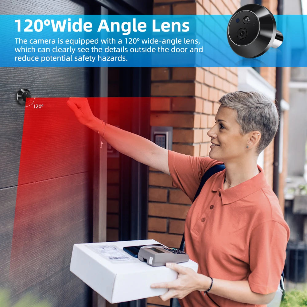 Camluxy Tuya 4.3Inch 1080P WiFi Peephole Doorbell Camera 120° Wide Angle Alexa Google Door Eye Viewer Wireless Doorbell at Home