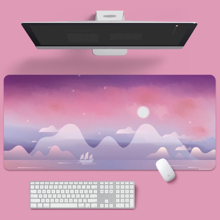 Purple Clouds Landscape Mouse Pad Large Office Desks Computer Mat Deskpad Non-Slip Rubber Bottom Keyboard Mat Office Desktop Pad