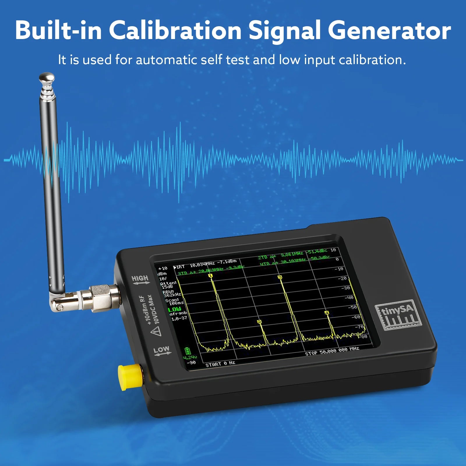 Hand held tiny Spectrum analyzer Upgraded TinySA 2.8" display 100kHz to 960MHz with ESD proteced Version V0.3.1_E