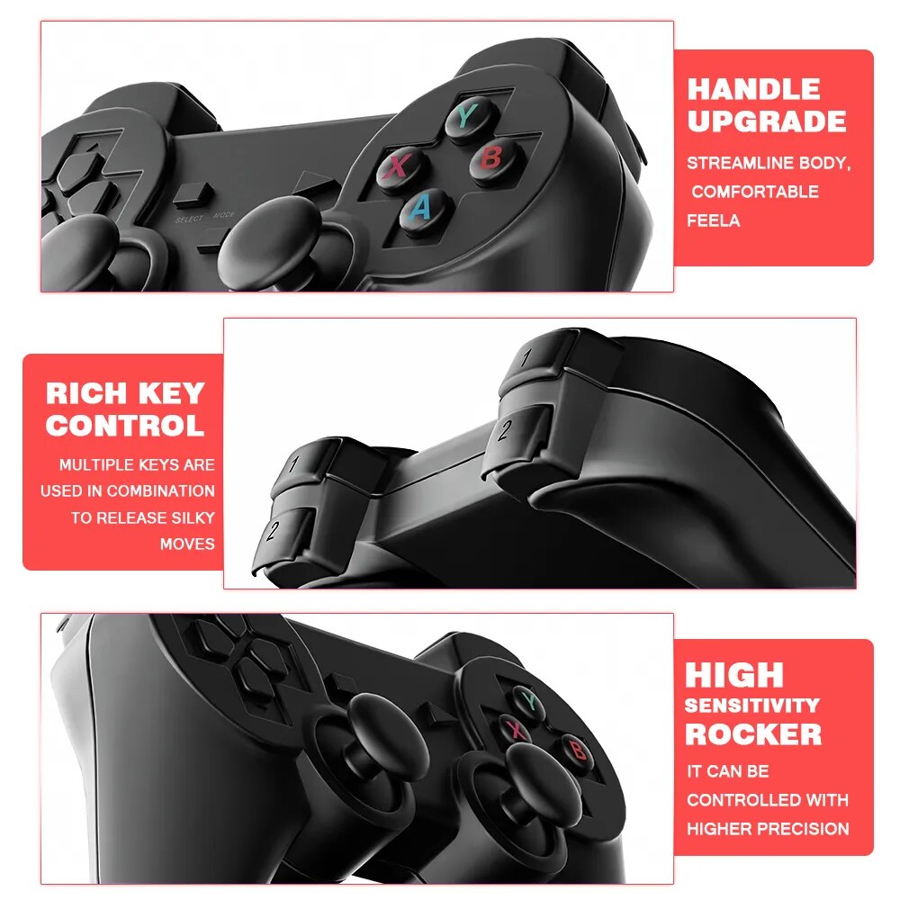 GD10 Video Game Stick 4K Console 2.4G Double Wireless Controller 40000 Games 128GB Retro Games for PS1/GBA Boy Christmas Gift