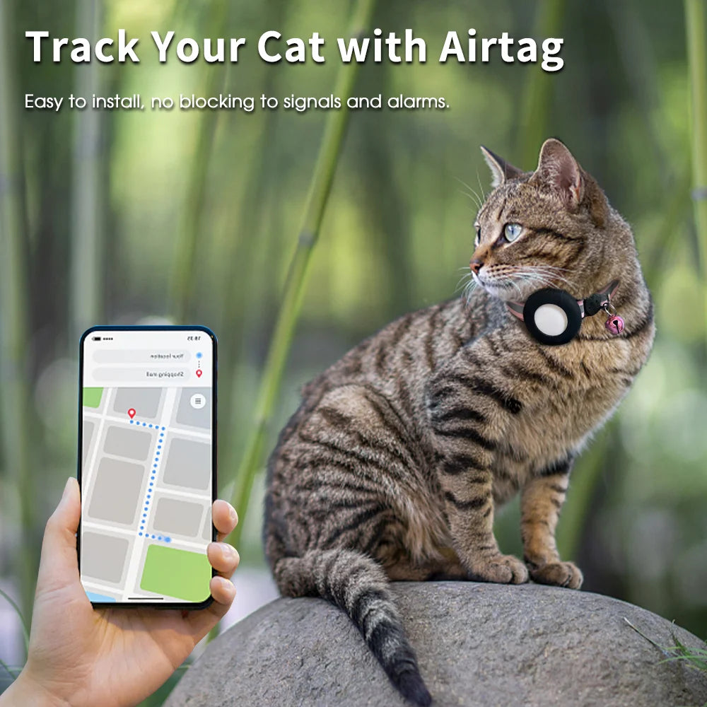 Anti-Lost Pet Cat Collar for Apple Airtag GPS Finder Luminous Case for Apple Air Tag Tracker Anti Loss Tracking Adjustable Case