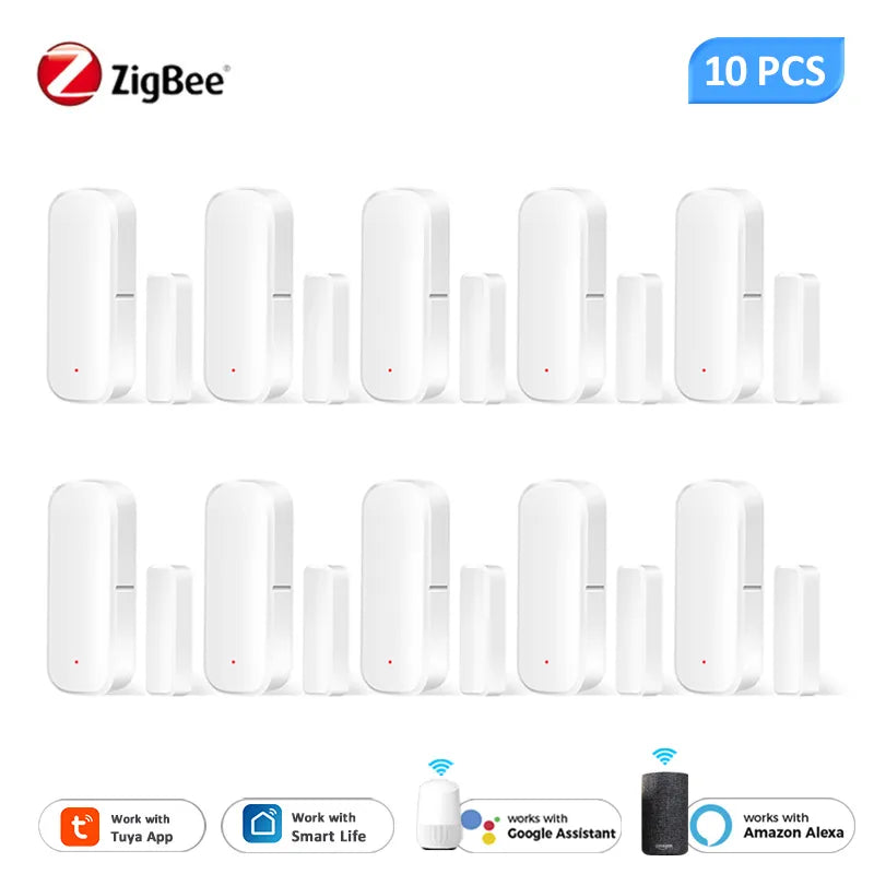 Tuya Smart ZigBee Door Window Sensor Smart Home Wireless Door Open Close Detectors APP Remote Alarm Work With Alexa Google Home