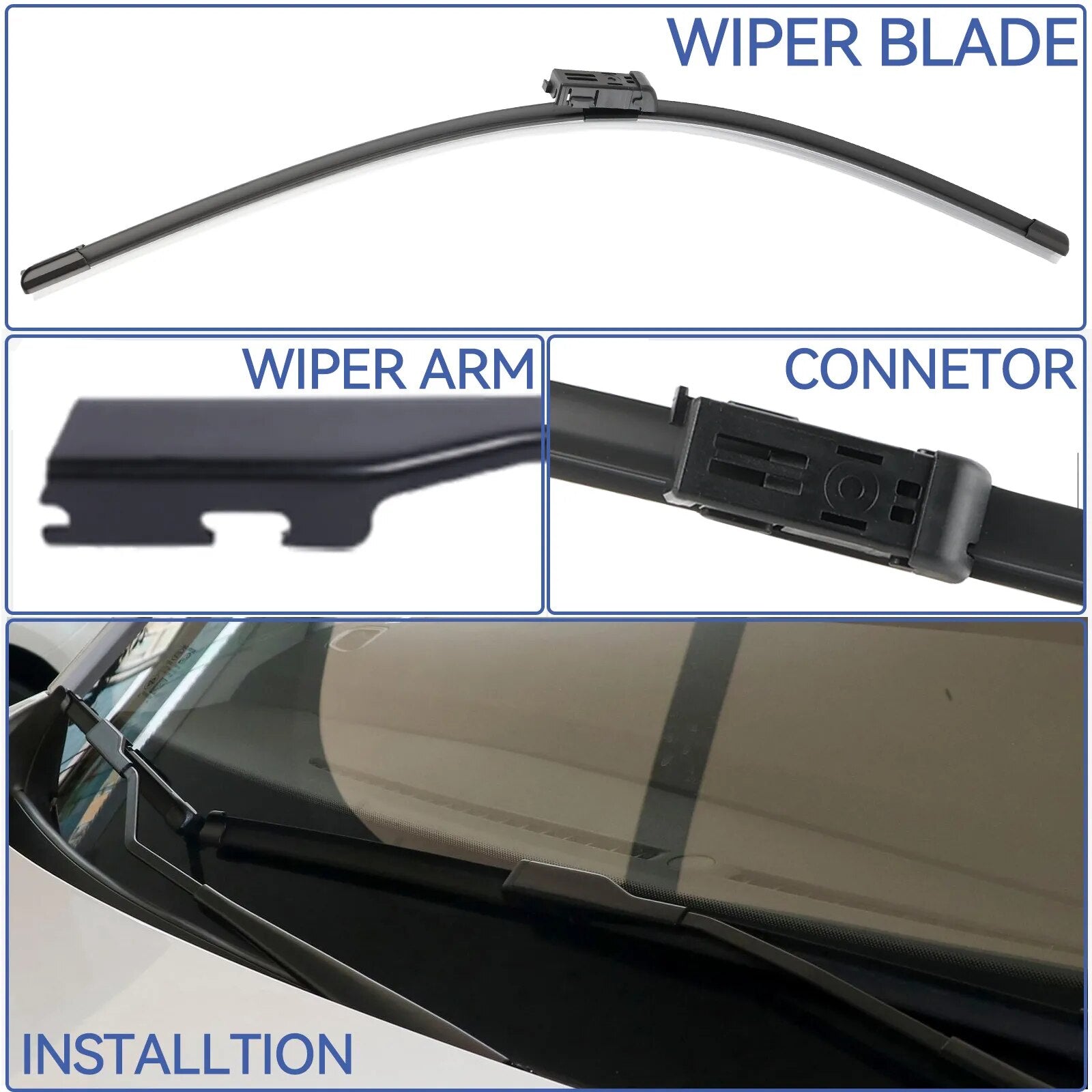 Xukey Car Windshield Windscreen Wiper Blades 24"14" Auto Rain Brushes Cutter Window For MG ZS EV 2017 - 2024 Front Window Part