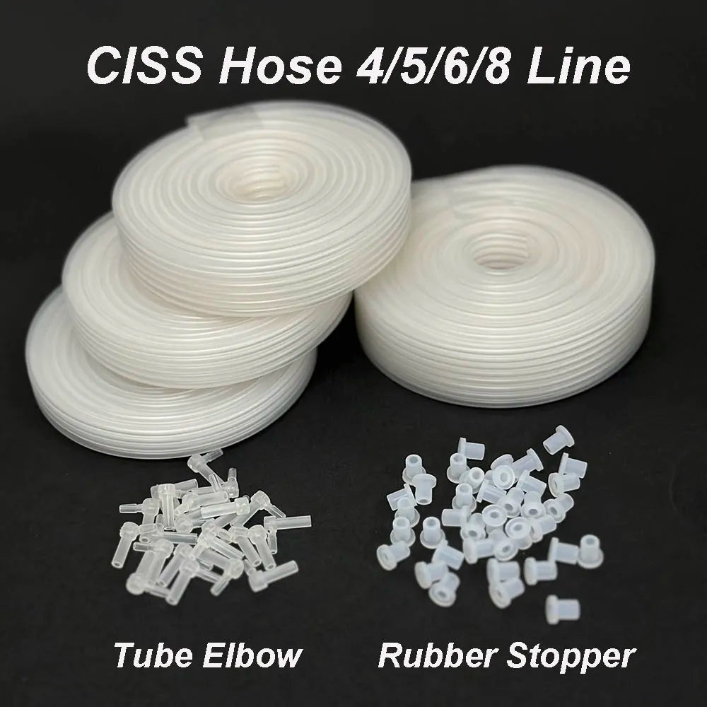 2 M 4 6 8 Color Ciss Ink Tube Inktube Hose PVC Pipeline + Tube Elbow + Rubber stopper CIS CISS parts Continuous Ink supply