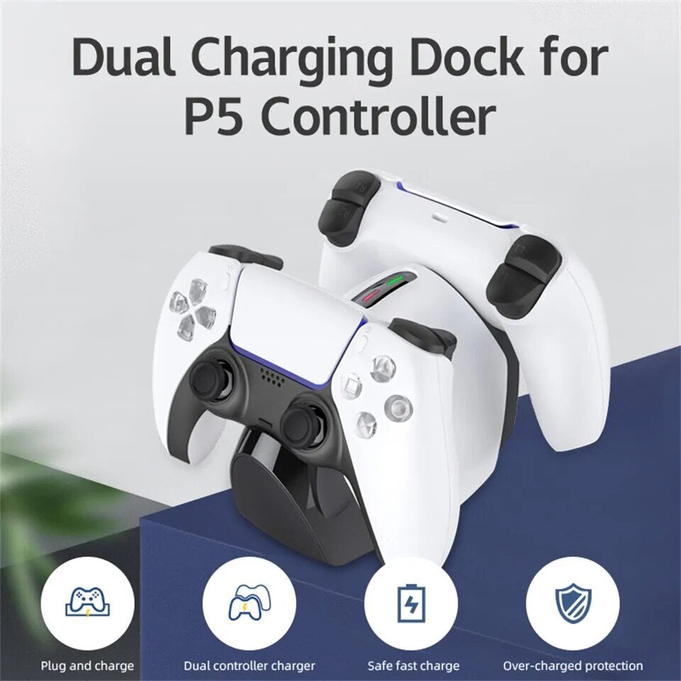 Dual Controller Charging Stand for PS5 Gamepad Charger Station With LED Indicator Fast Charging Dock Station