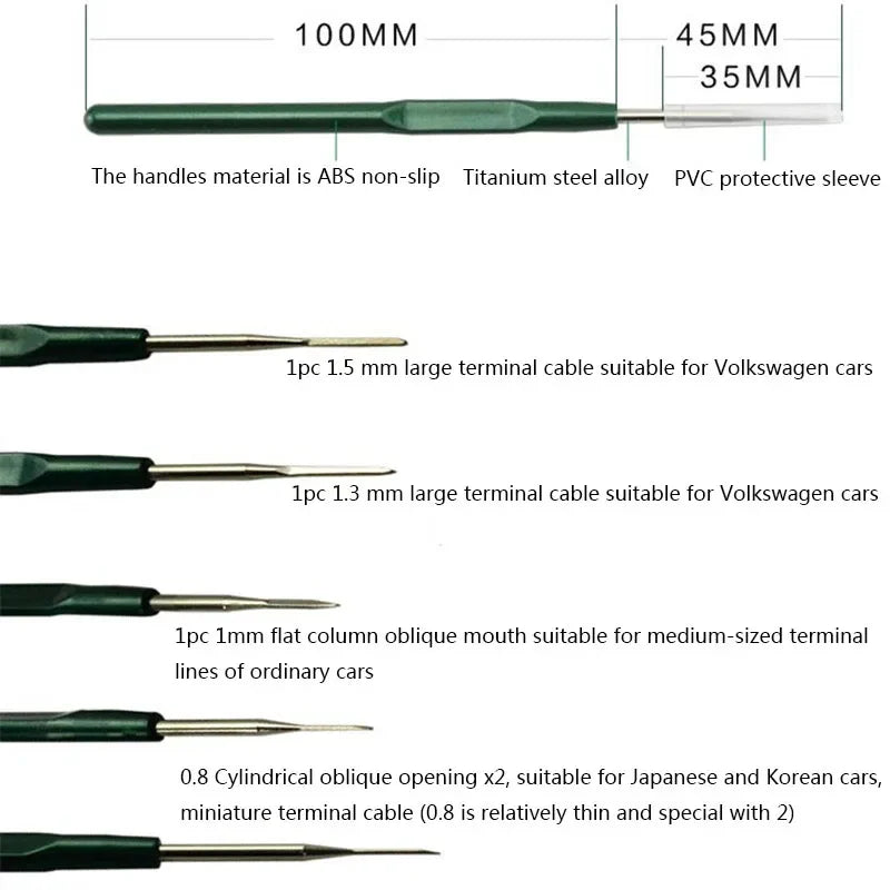 5pcs/set Car Terminal Removal Tool Kit Plug Removal Tool Electrical Wiring Crimp Connector Extractor Puller Release Pin Kit