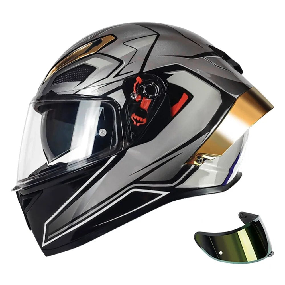 DOT Approved Helmet Motorcycle Cycling Helmet Casco Moto Full Face Double Lens Capacete De Moto Motocross 6 Colors Visors