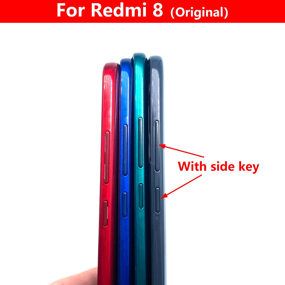 Original Battery Back Cover Rear Door Housing Case Replacement With Power Volume Side Button Key For Xiaomi Redmi 8 8A With LOGO