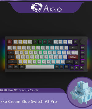 Akko 5075B Plus V2 75% Mechanical Gaming Keyboard 3/5 Pin Hot Swap Three-Modes RGB 2.4GHz Wireless/USB Type-C/Bluetooth 5.0