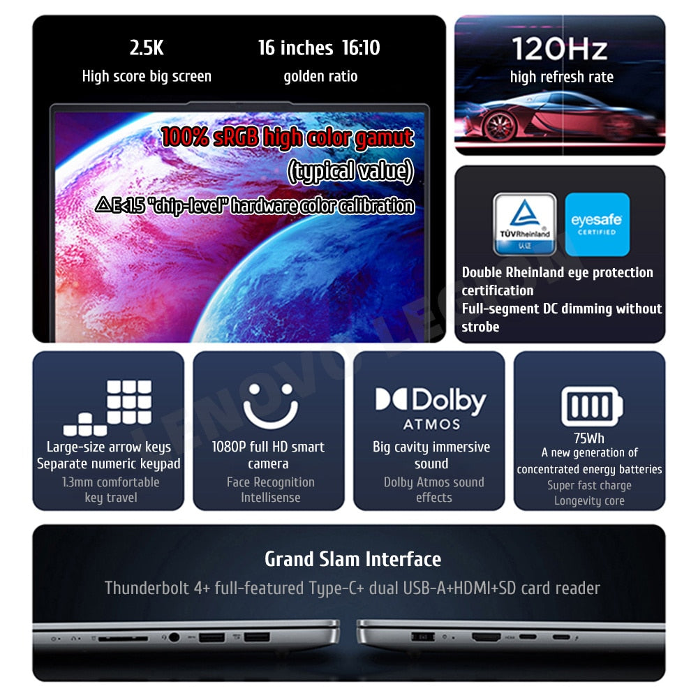 Lenovo Xiaoxin Pro 16 Laptop 2023 RTX 3050/4050 Intel Core i5-13500H 16G/32GB RAM 512G/1T/2TB SSD 2.5K 120HZ IPS Screen Notebook