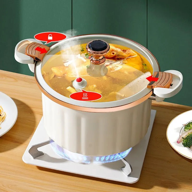 Micro Pressure Cookers 8L High Capacity Korean Vacuum Multifunctional Stewing Boiling Pot Double Ear Non-Stick Stewing Soup Pot