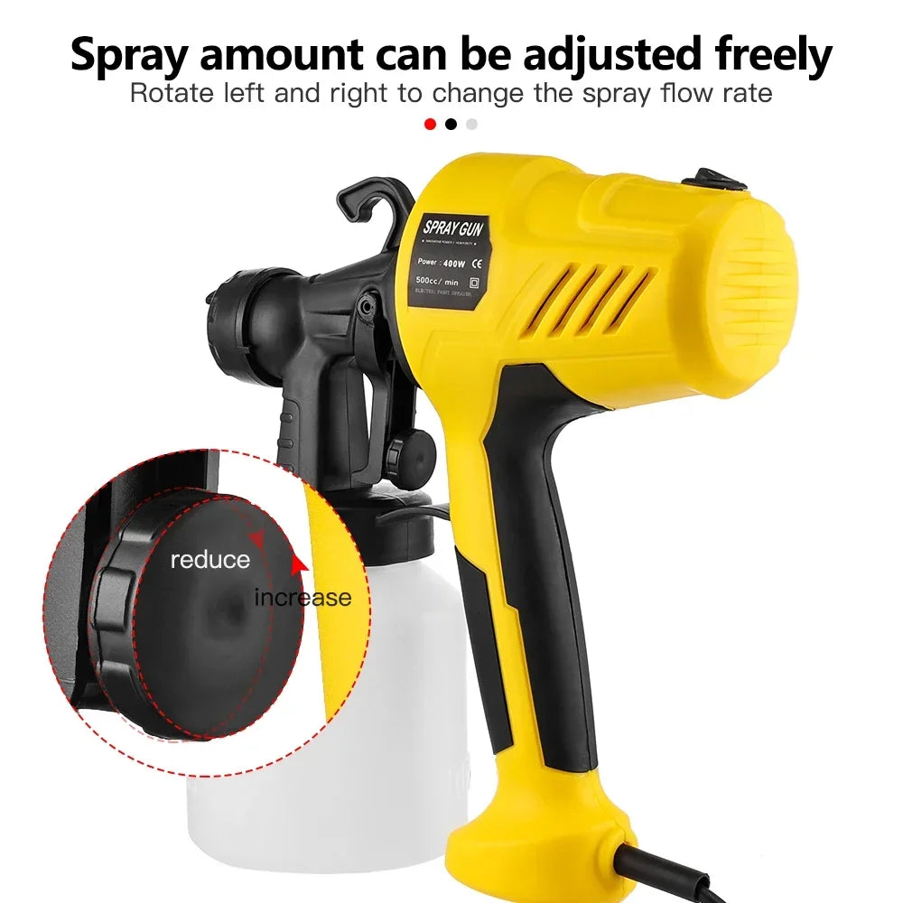 800ML 500W Electric Spray Gun Latex Paint Sprayer Auto Furniture Steel Coating Airbrush