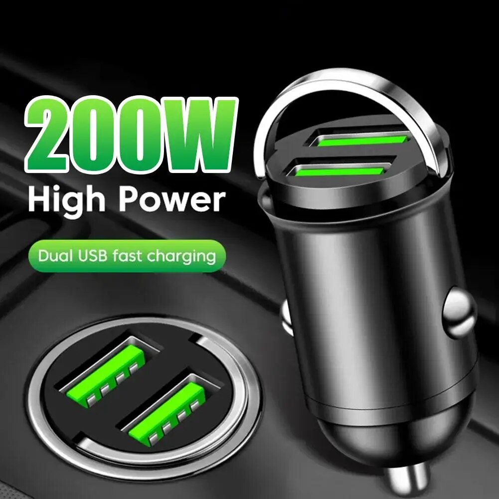 Car Charger Metal Pull Ring Super Fast Charging Invisible Charging Multifunctional Dual Fast USB Power Adapter Charging Sup Y0V2