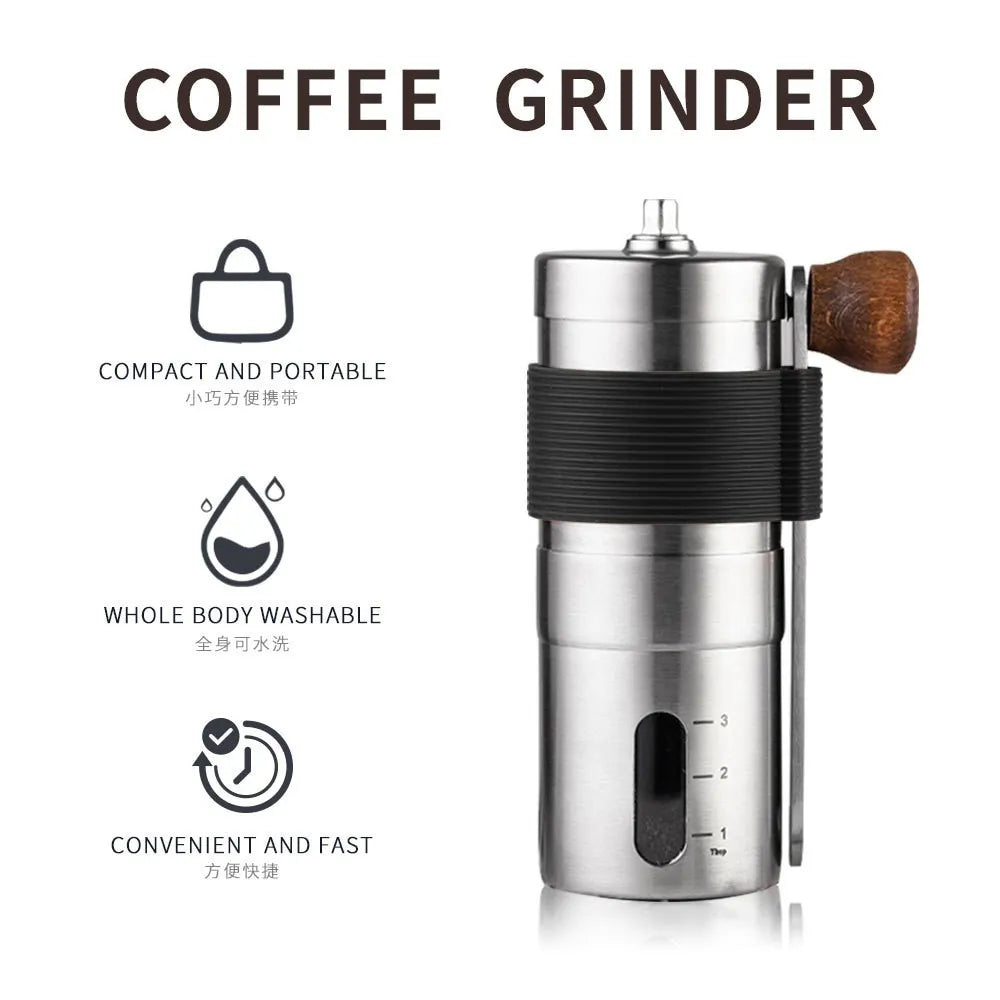 Manual Coffee Grinder, Portable Bean Grinders, Mini Stainless Steel, Easy Hand, Handmade Mill Foamer, Kitchen Coffee Accessories