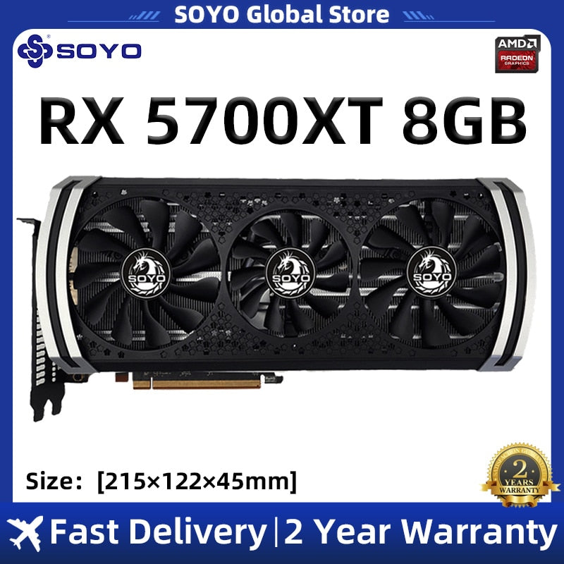 SOYO RX 5700XT 5500XT 8GB Graphics Card GPU GDDR6 256-Bit 8pin+8pin 7nm Brand New Video Card Support Desktop CPU placa de video