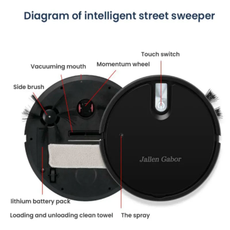 Wireless Smart Sweeping Robot Vacuum Cleaner 5-in-1 Multifunctional Super Quiet Vacuuming Mopping for Home Cleaning Appliances