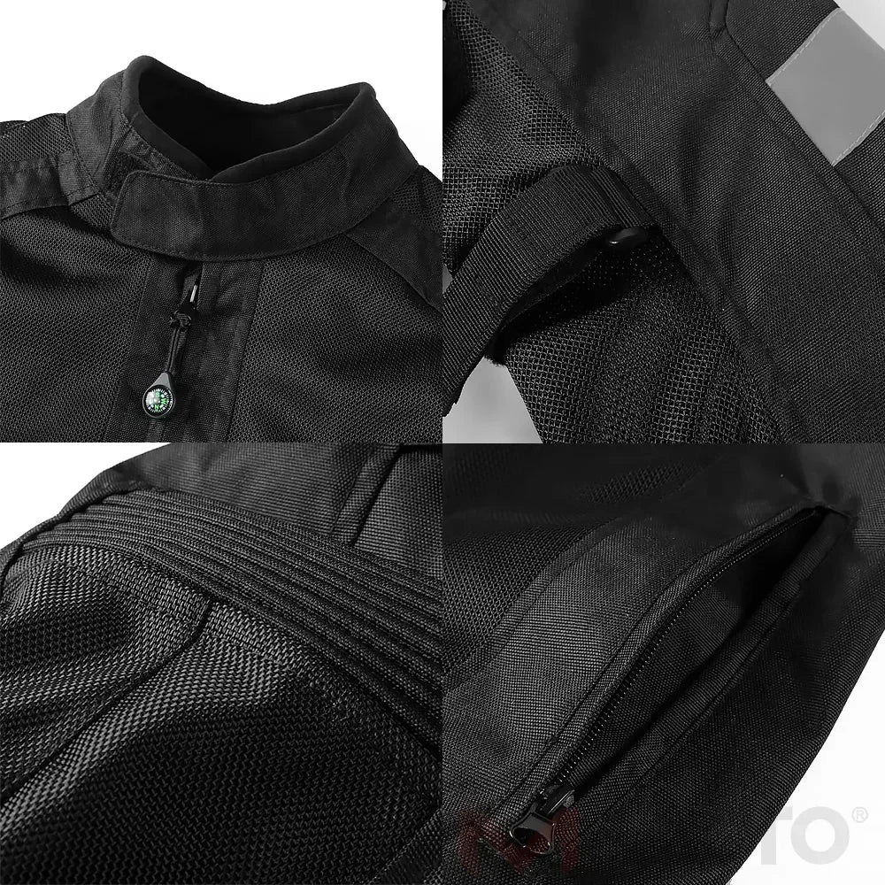 Summer Motorcycle Jackets Men Mesh Breathable Body Armor WithBack Shoulder Elbow Pads Moto Motorbike Racing Riding Clothing Grey