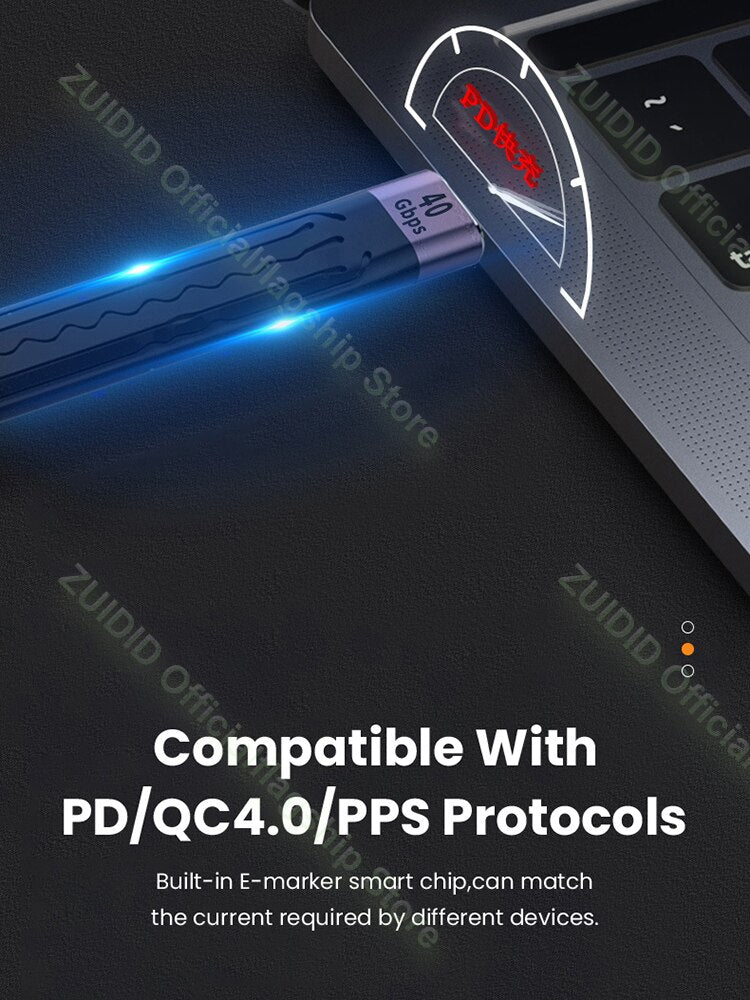 USB 4.0 Gen3 Thunderbolt 3 Data Cable PD 100W 5A Fast Charging USB C to Type C Cable 4K@60Hz Cable USB Tipo C 40Gbps Data Cabel