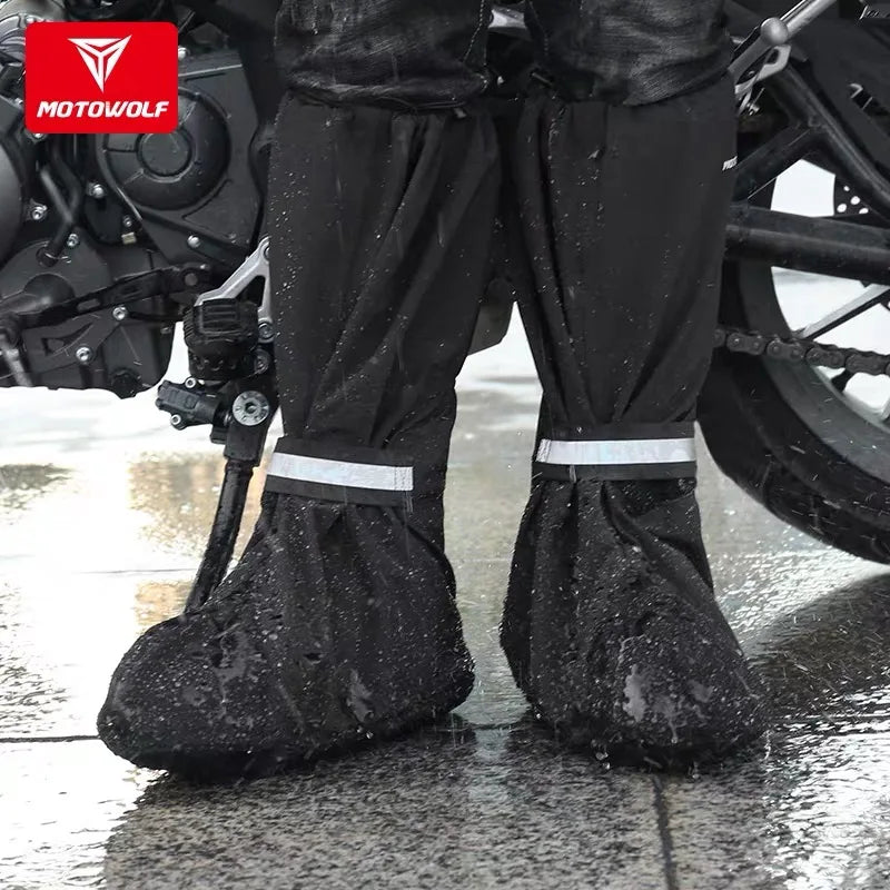 MOTOWOLF Motorcycle Rainproof Shoe Cover Reflective Waterproof Shoe Cover High Drum Rainy Day Thickened Anti slip Wear Resistant