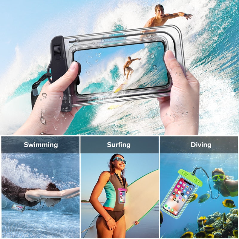 Swimming Bags Waterproof Phone Case Water proof Bag Mobile Phone Pouch PV Cover for iPhone 12 Pro Xs Max XR X 8 7 Galaxy S10