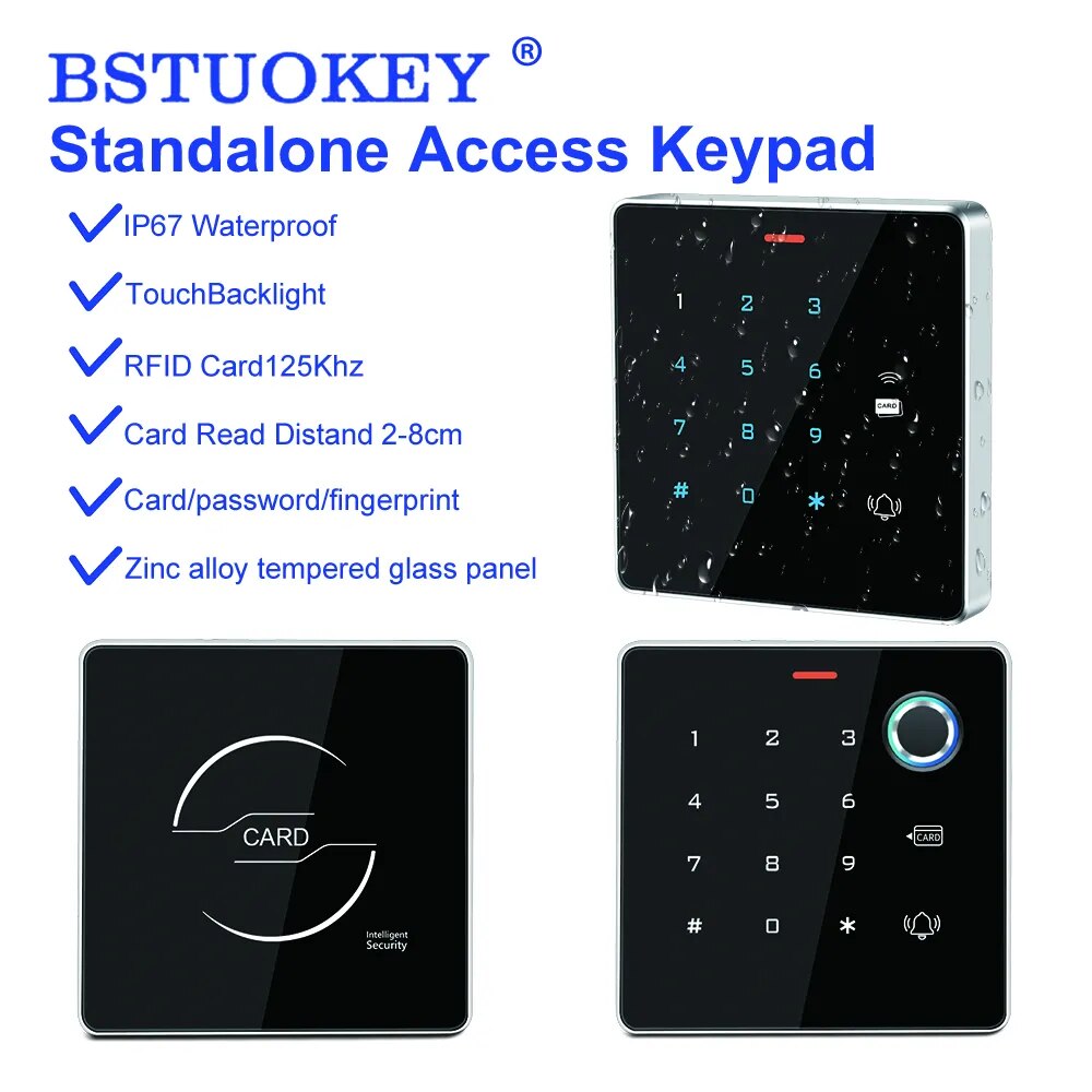 Outdoor Metal Standalone Digicode RFID Access Controller Keypad Wiegand Card Reader 125KHz Rainproof for Access Control System